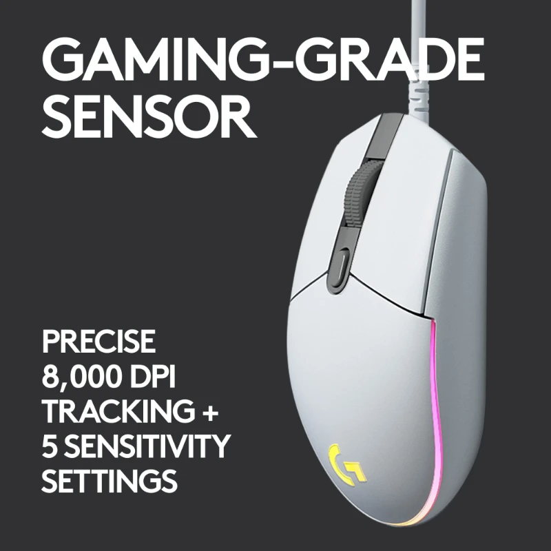 Mouse Gaming Berkabel Logitech G102/G203 |   Sensor Pahlawan 8000DPI |   Tembakan Film Ultra-Tepat & Kontrol Mundur untuk CS:GO/PUBG