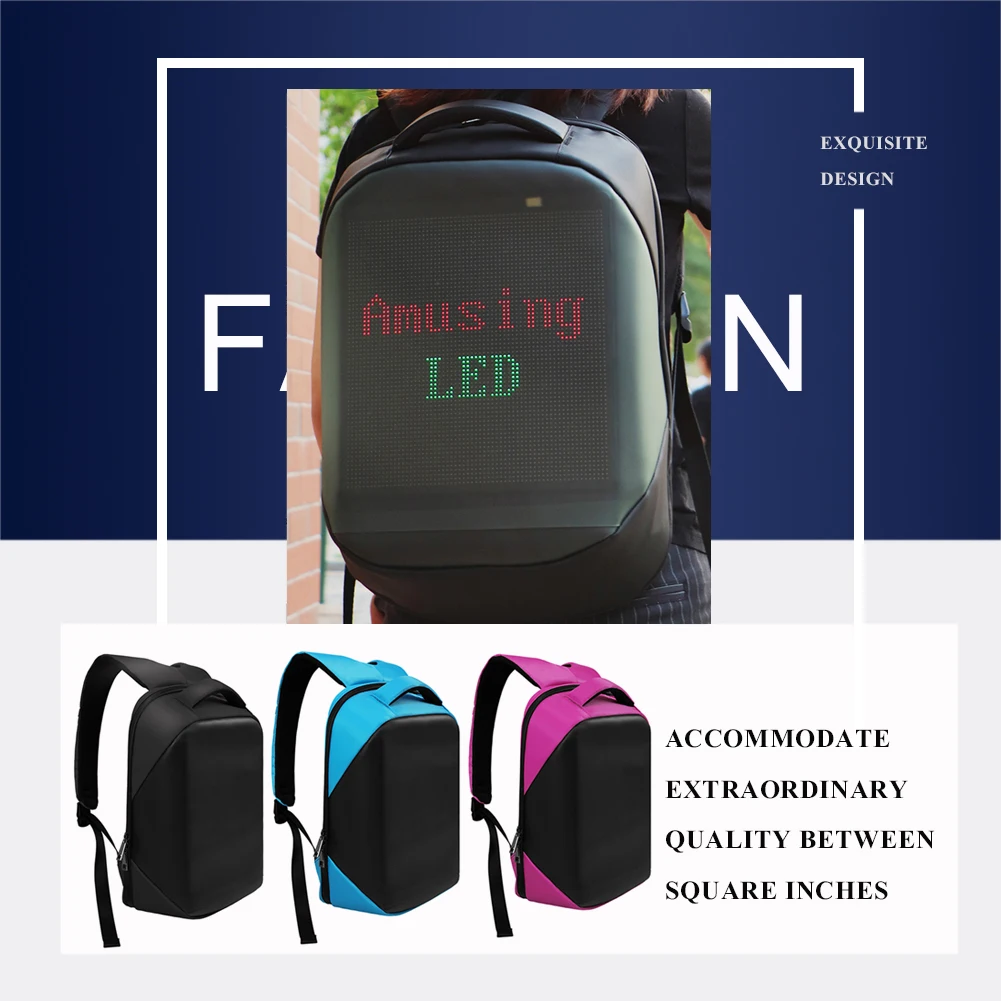 Women Men Outdoor Walking Billboard Wifi Bags LED Display Screen Backpack Business Travel Laptop Bag Multi-function School Bag