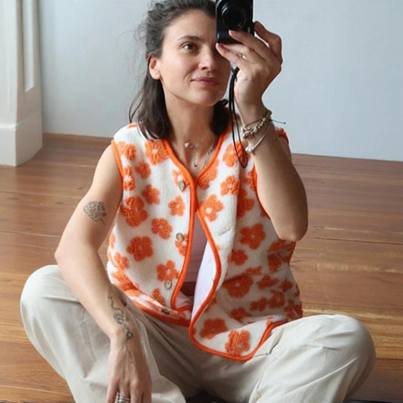 Tornova مطبوعة القطبية الصوف سترة سترة المرأة موضة أكمام جيوب سترة معطف 2025 خريف شتاء Ins الساخن الدافئة سترة حريمي