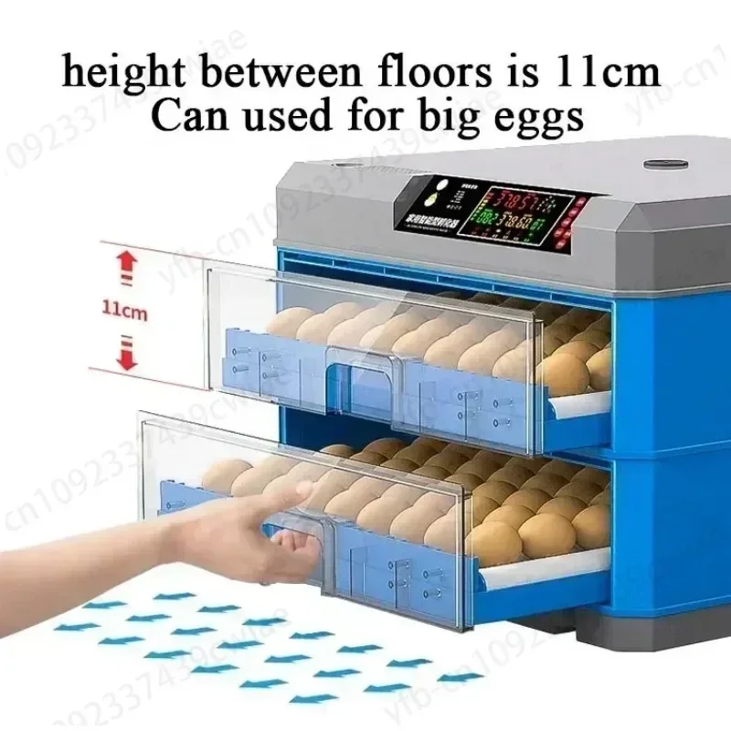 256-500 Capacity Egg Incubator Fully Automatic Dual Power Hatching Machine Chick Roller Automatic Temperature Humidity Control