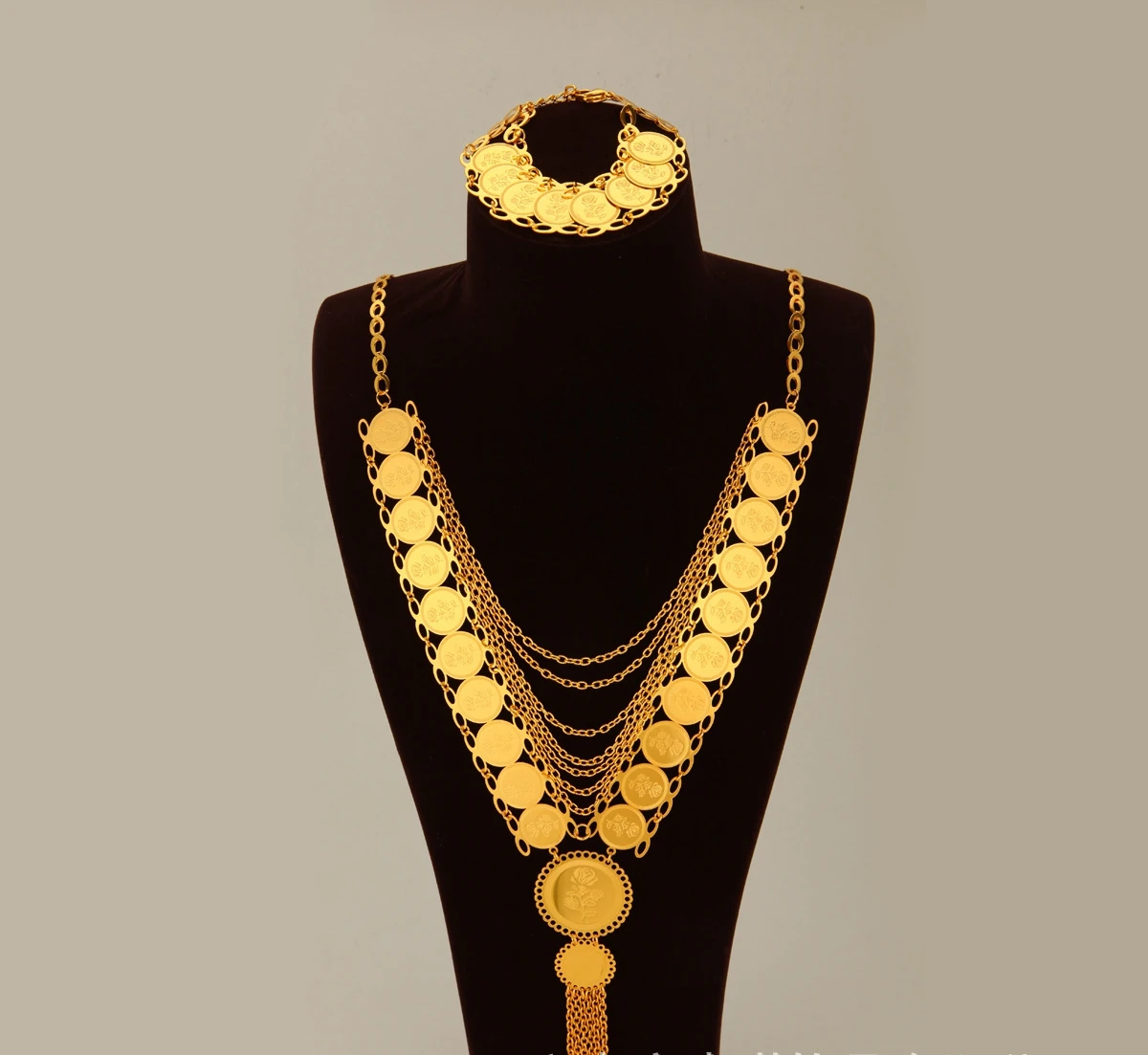 Mode Afrika Nahen Osten Dubai 24K Gold Überzogene Angepasst Halskette Armband für Liebhaber Hochzeit Schmuck Set DD10805