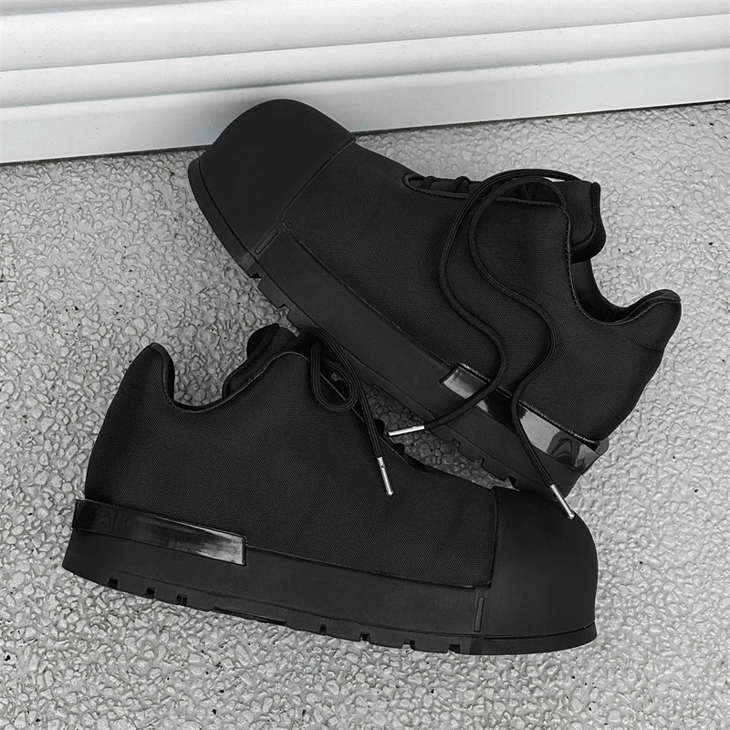 Men Big-head Sports Shoes Thick-soled Elevated Casual Shoes Lace-up Street Style Sneakers Cute Endearing Couple Walking Shoes