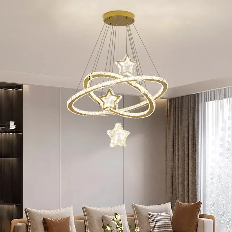 New Product Artistic Starry High Quality Round Ring Chandelier Lighting Indoor Decor Ball Shape Living Room Pendant Light