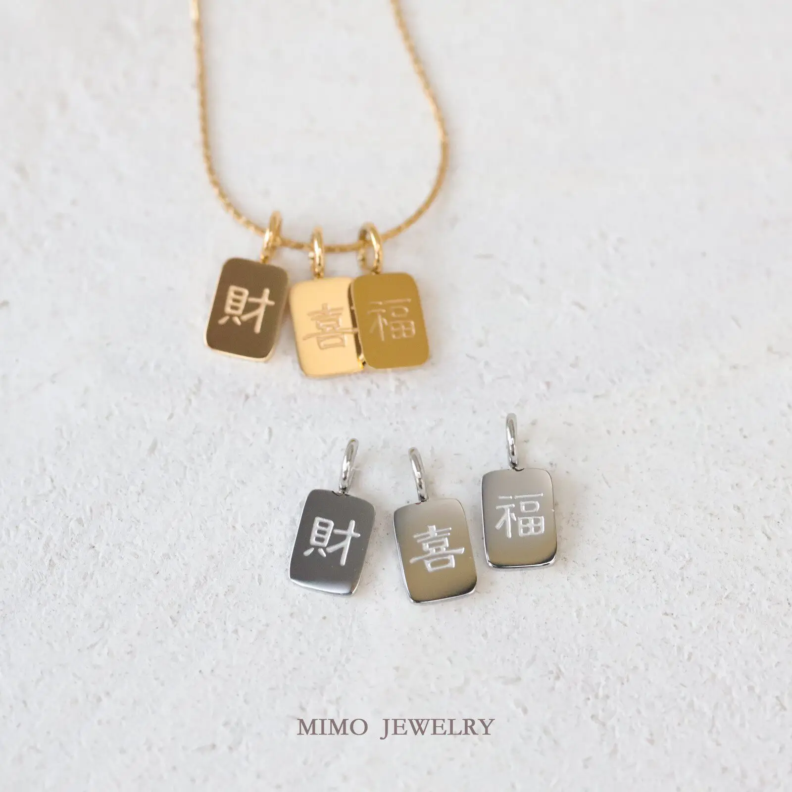 Titanium Steel Gold-plated Xicaifu Mini Small Square Brand Charms Pendant For Jewelry Making DIY Bracelet Accessories Findings