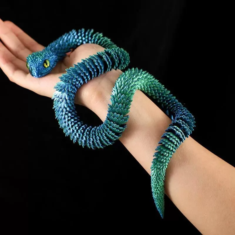 30/60cm 3D Printed Snake Funny Movable Joint Simulation Snake Action Figures Creative Home Office Desktop Ornament Kids gifts