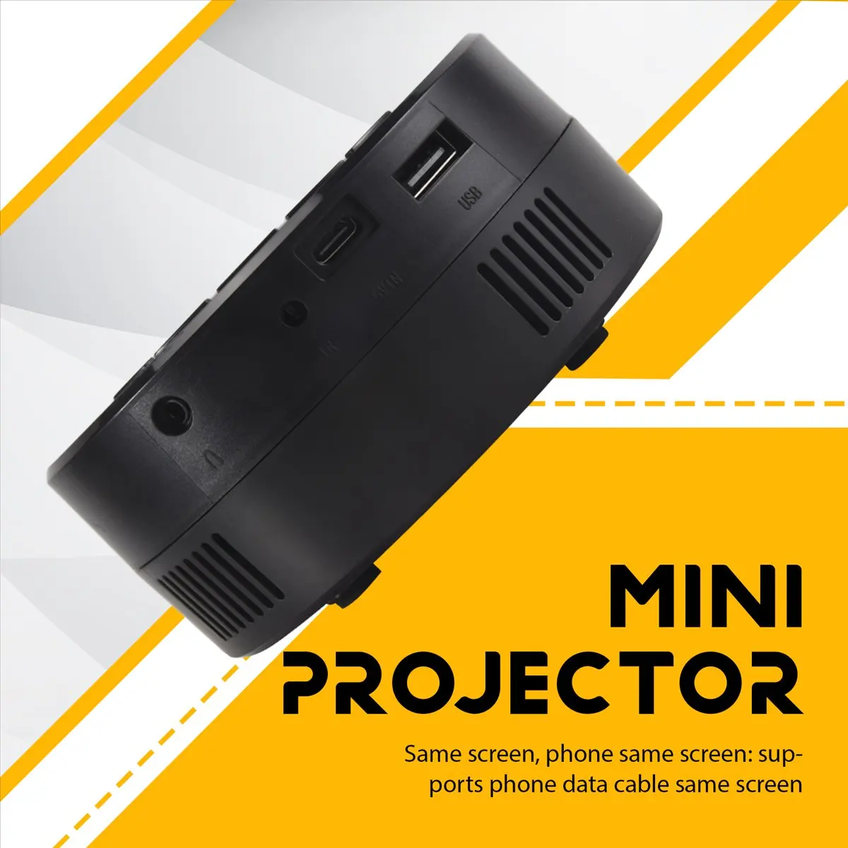 

AABFK YT200 Convenient Projector LED Mobile Video Projector Home Theater Media Player Kids Home Wired Same Screen Projector