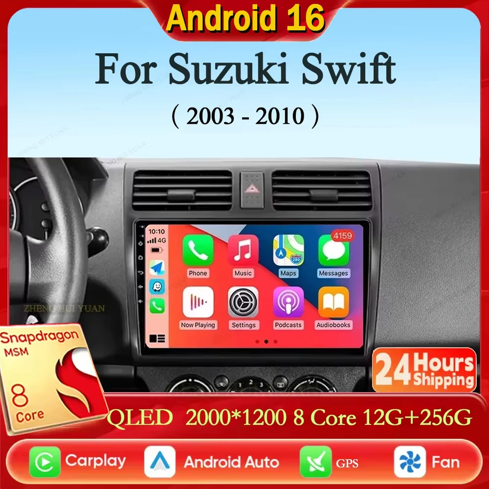 Android 16 Car Radio For Suzuki Swift 2003 - 2006 2007 2008 2009 2010 Multimedia Player Stereo Carplay AUTO Head Unit WIFI 4G BT