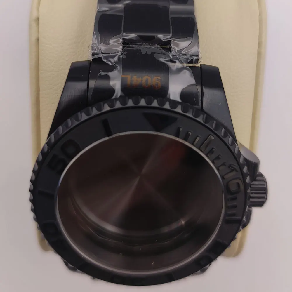 

40mm Sapphire Glass PVD Coated Watch Case Fit NH35 NH36 Miyota 8215 8205 821A DG 2813 ETA 2836 Movement Brushed Ceramic Bezel