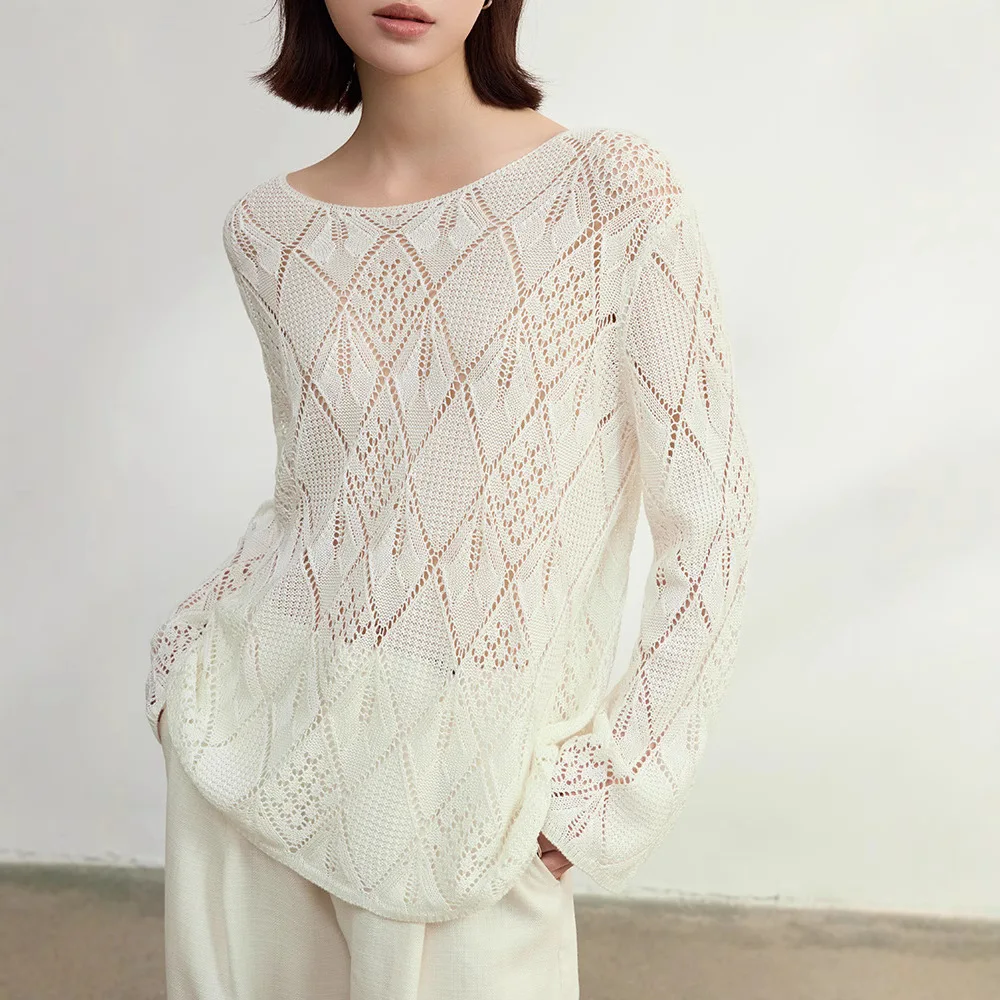 

Tongxiang Fali Clothing Design Sensation One-oulder Hollow Knitted Cover-Up Thin Women's Outerwear Spring Season