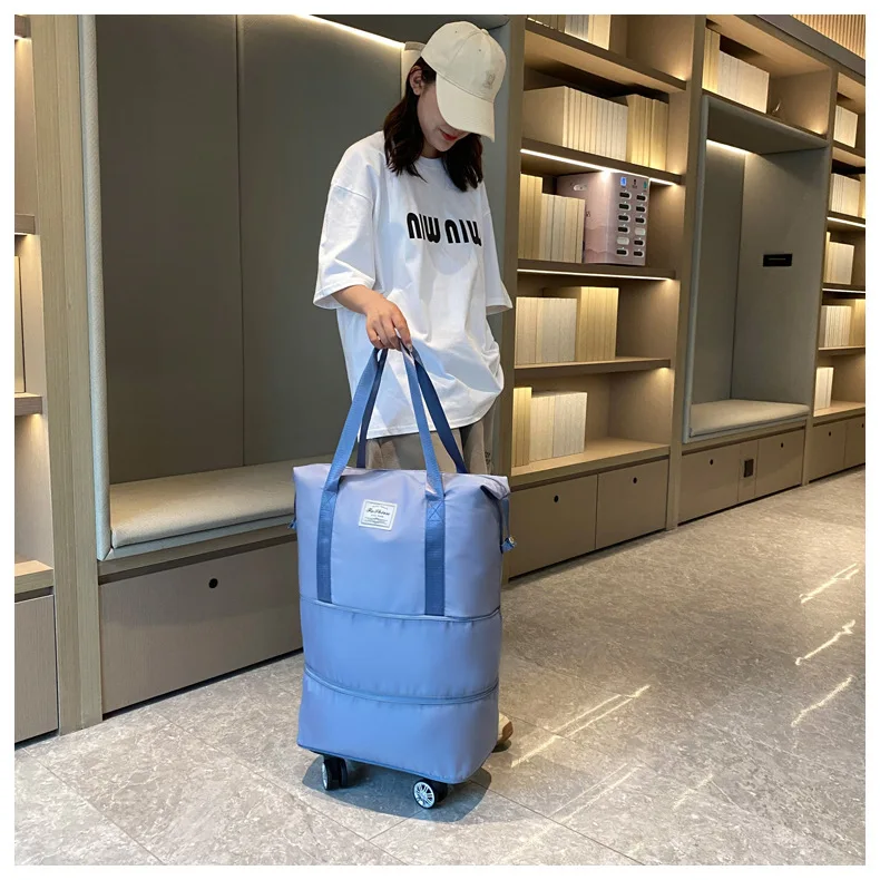 حقيبة سفر محمولة بعجلات عالمية سعة كبيرة حقيبة سحب يدوية حقيبة تخزين منفصلة جافة ورطبة حقائب اللياقة البدنية
