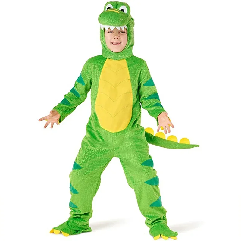 Kids Dinosaurs Costumes Purim Halloween Cosplay Party Dress Up Boys Girls Animals Role Playing Outfit Dinosaur Jumpsuit Headgear