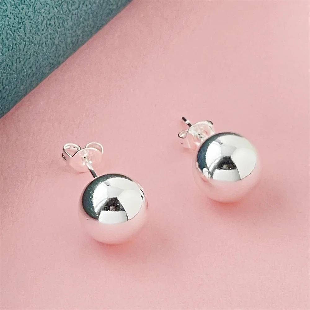 

Классические серьги-гвоздики из стерлингового серебра 925 пробы, 6 мм, 8 мм, 10 мм, серьги-гвоздики для женщин, модные рождественские подарки, уличные универсальные вечерние украшения