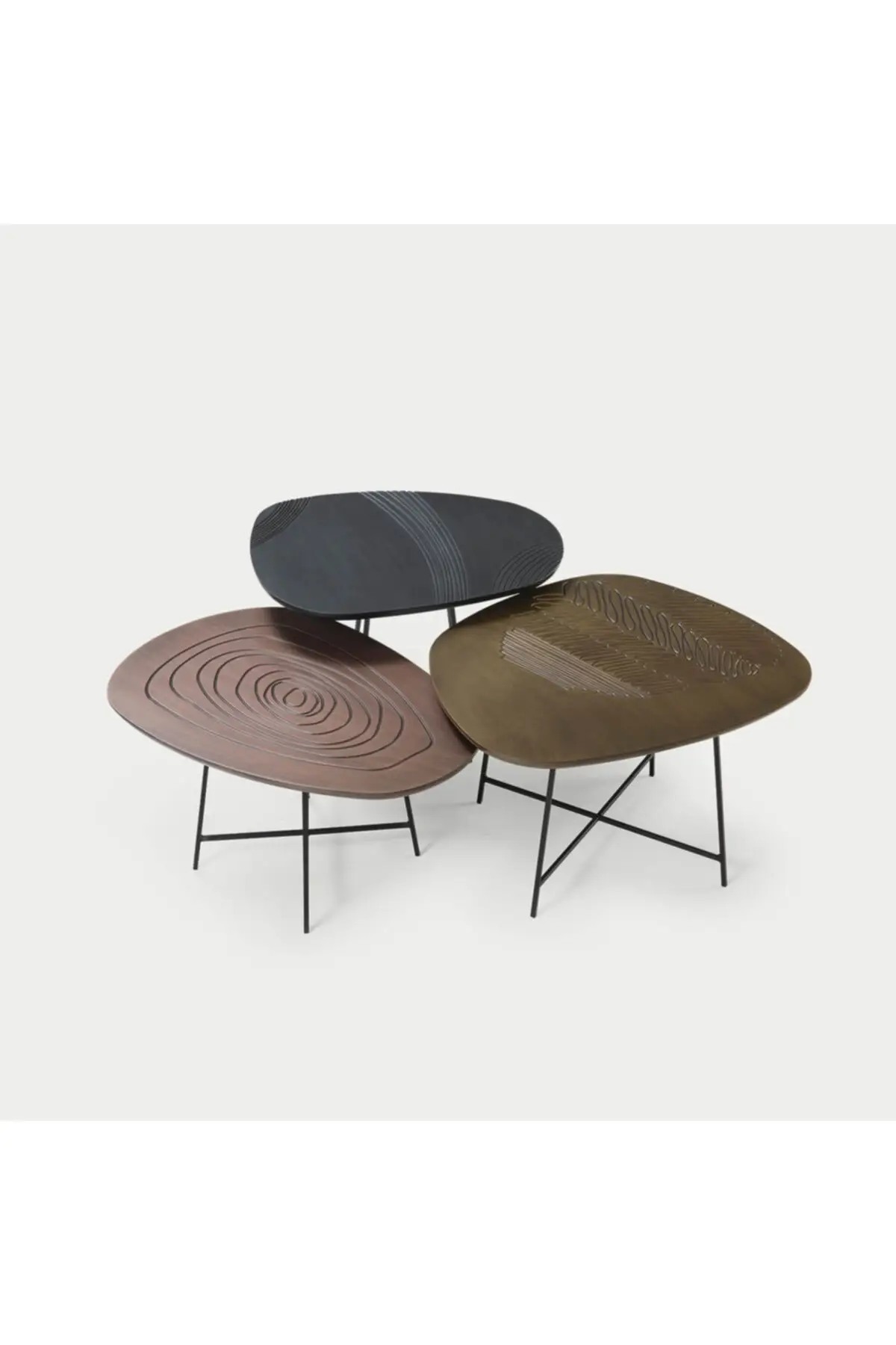 Nora Triple Coffee Table Modern Zigon Nordic Side Coffee Table Minimal 3 PCs Coffee Table Set