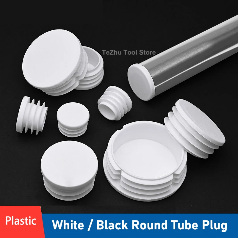 White / Black Round Tube Plug Plastic Insert Plug Table And Chair Leg Cover Furniture Feet Protector Non-slip