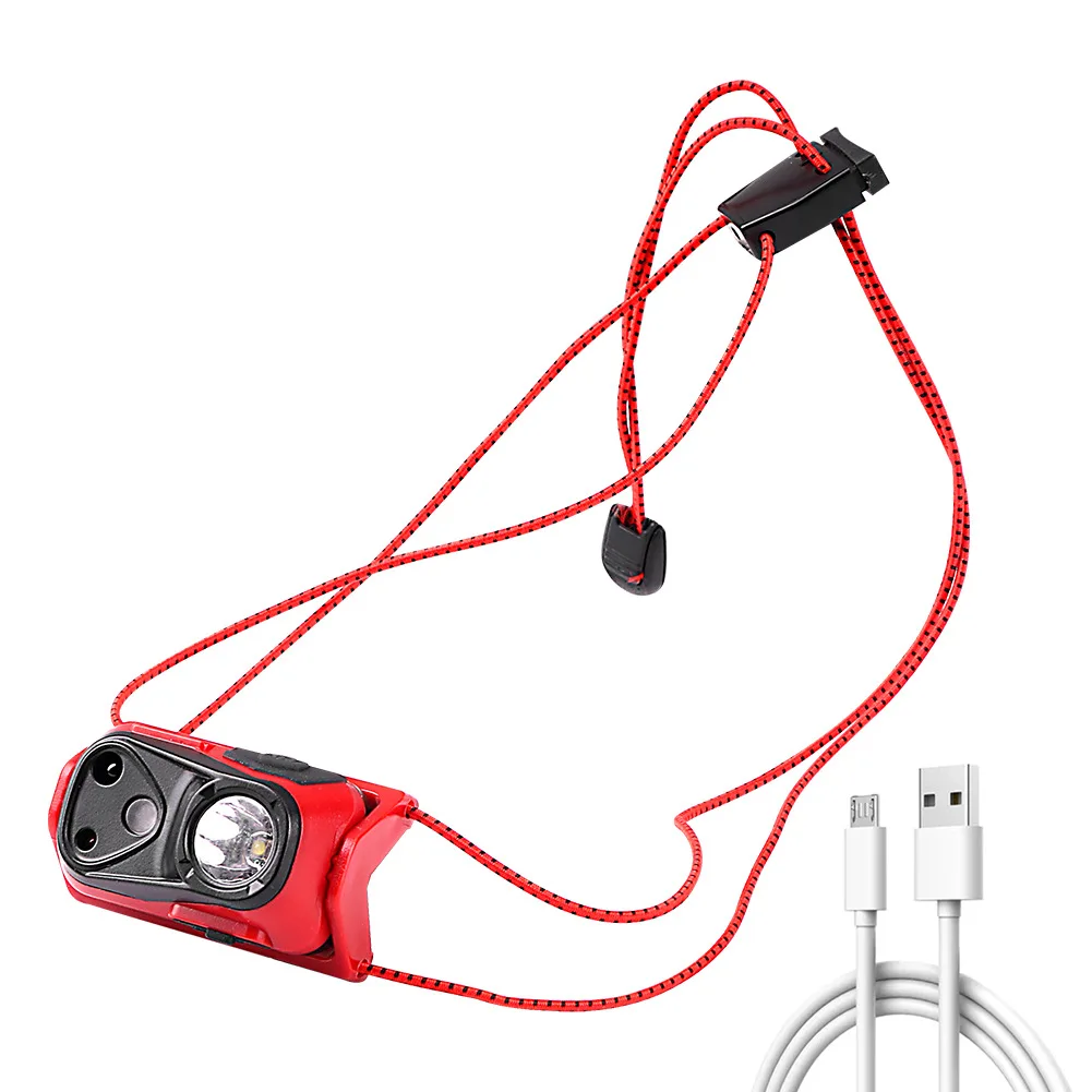 Linterna frontal LED con Sensor recargable, linterna impermeable para acampar