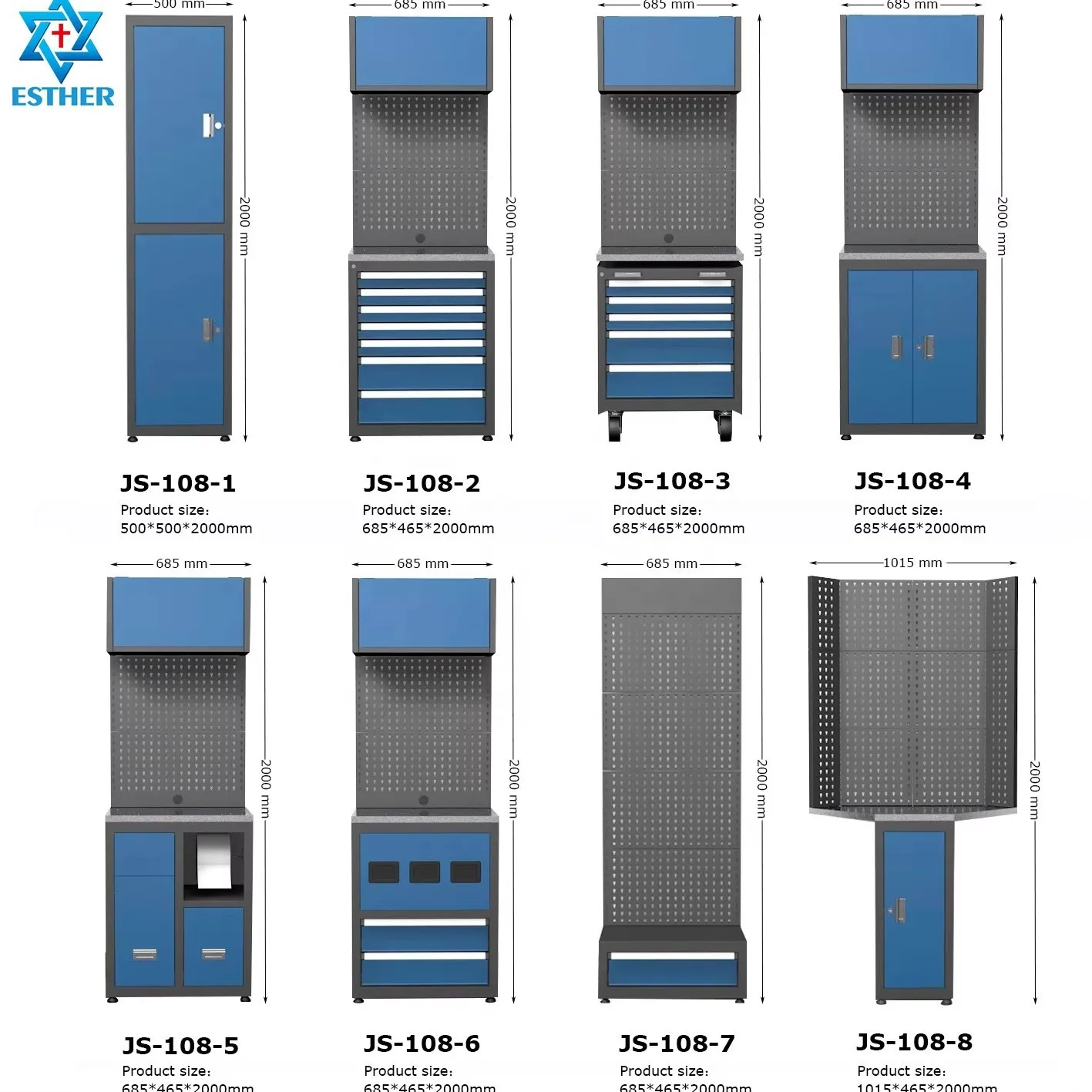 AIROW Workshop Garage Series Locker Combination Tool Cabinet Garage Storage System Cabinet with Eight Different Tool Stations