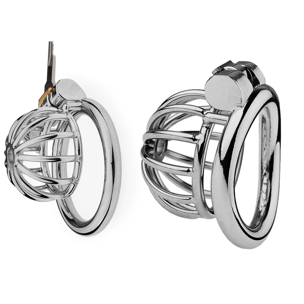 Metal Chastity Cage Lock Male 2 Type Cock Cage Penis Ring Masturbation SM Gay Chastity Devices Adult Sex Toys For Men