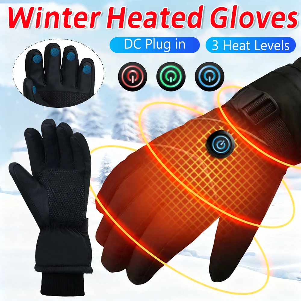 

Skiing Heated Gloves Winter Warm With Battery Case Outdoor Non-slip Heated Gloves Waterproof Gloves Touch Screen Motorcycle