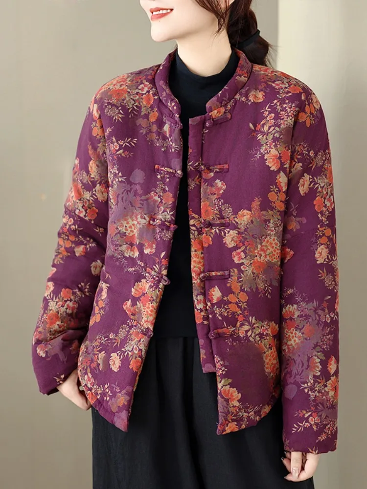 

Женское хлопковое льняное пальто с принтом дзен в стиле ретро, хлопковая верхняя одежда на пуговицах, свободное длинное пальто све