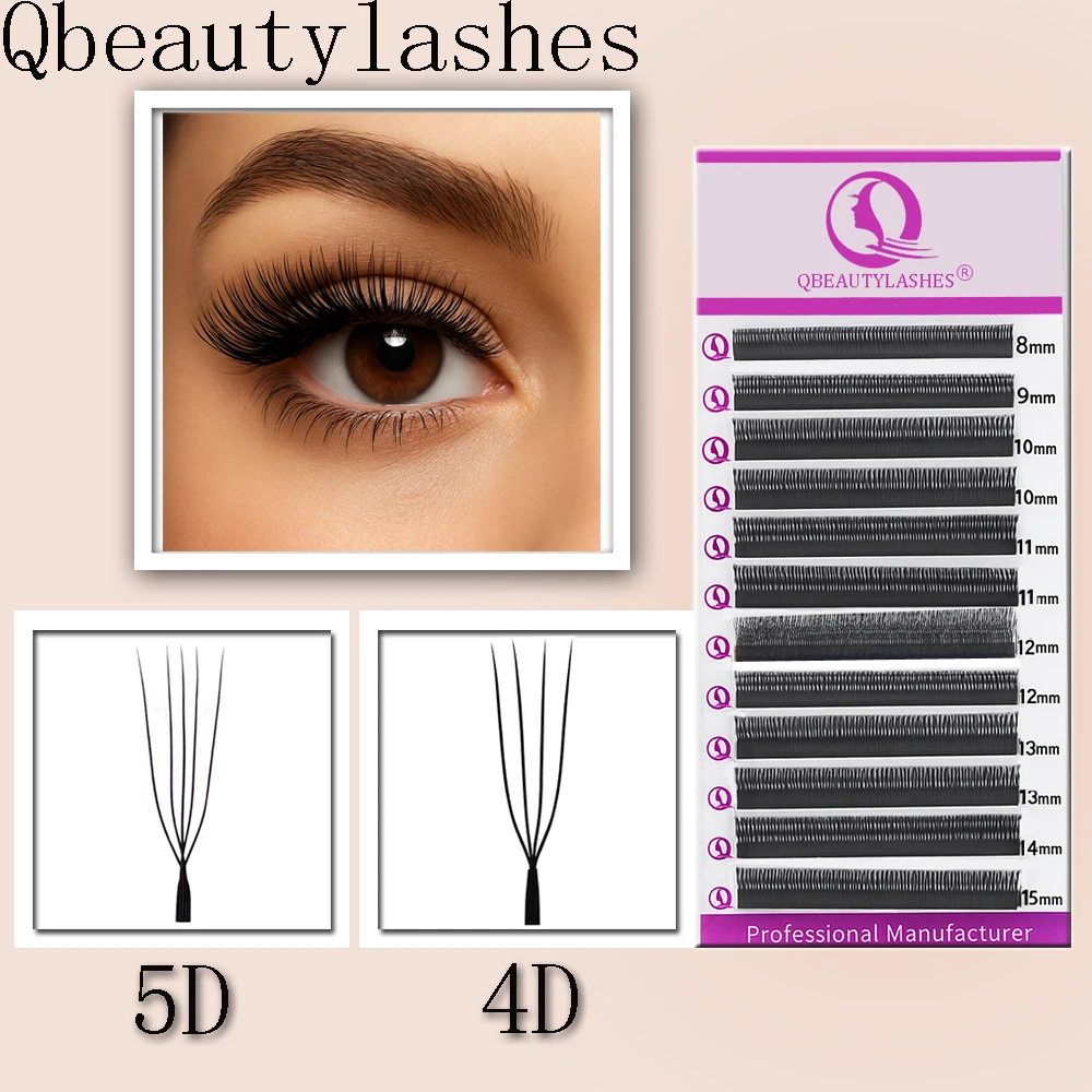 Qbeautylashes U 4D 5D まつげエクステ 簡単に取り外せるYYラッシュ ソフト平行プレメイドファンラッシュ C Dカール メイクアップツール