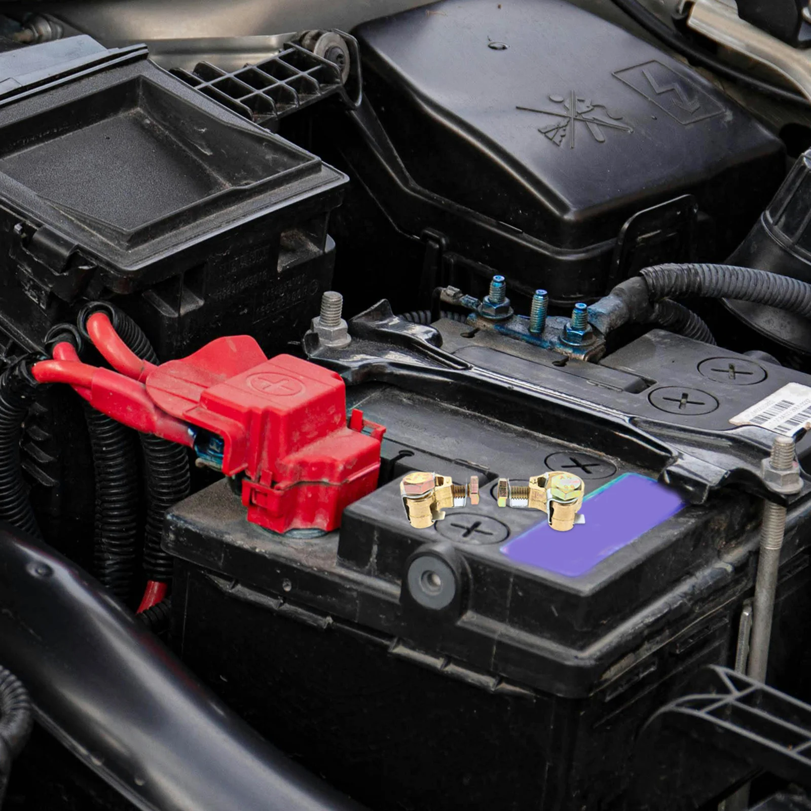 ヘビーデューティー端子クランプ ユニバーサル厚め真鍮ケーブルエンドコネクタ トップポスト端子クランプセット トラック用