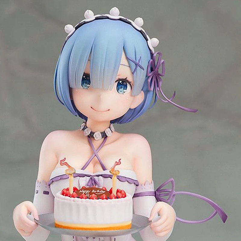 異世界生活のファンのための13cmレム誕生日ケーキバージョンアニメフィギュアコレクタブルモデルオーナメントアクションフィギュア玩具