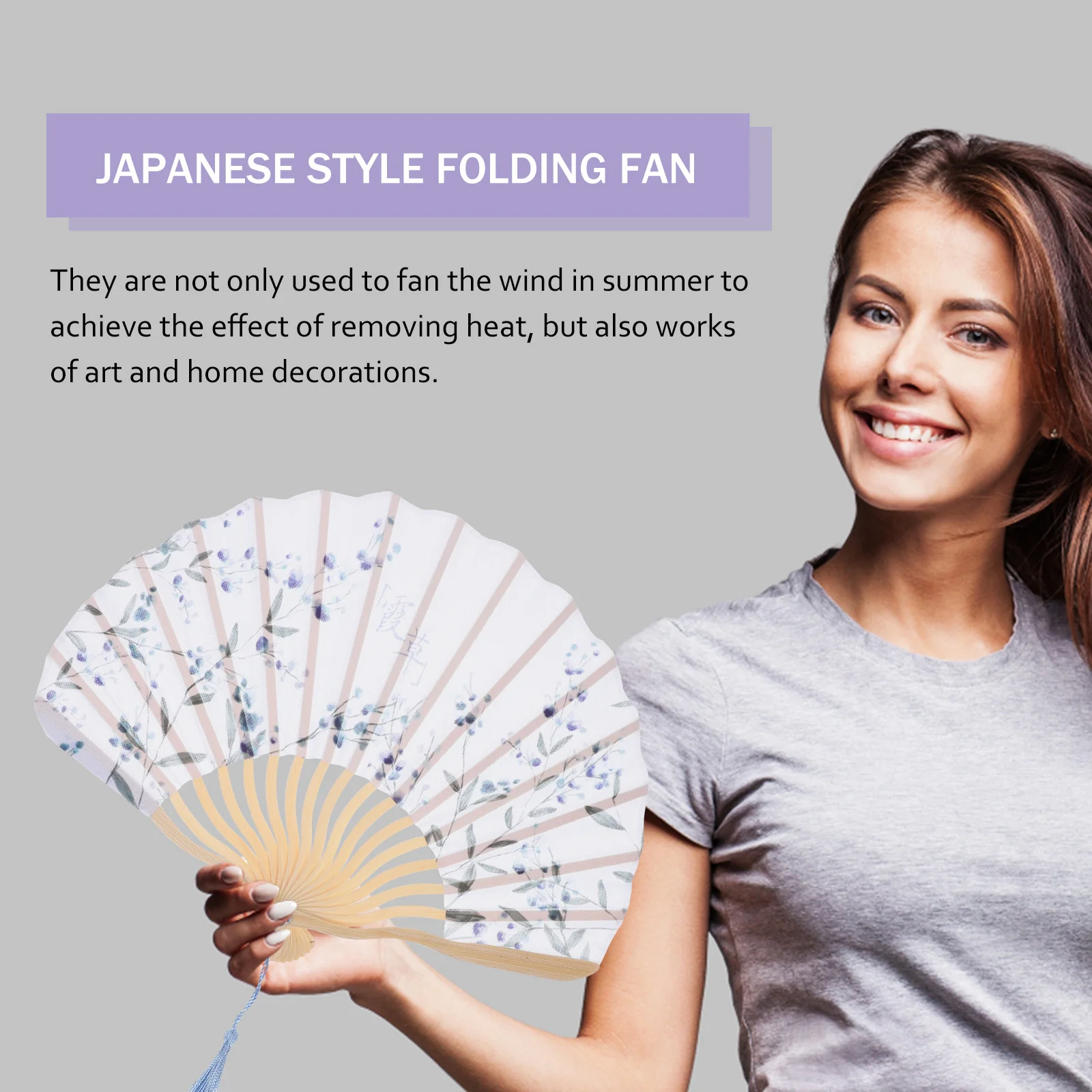 

1Pcs Japanese Style Folding Fan Made of Bamboo and Cotton Cloth Foldable Elegant Hand Fan for Home Wall Decor Halloween Costume