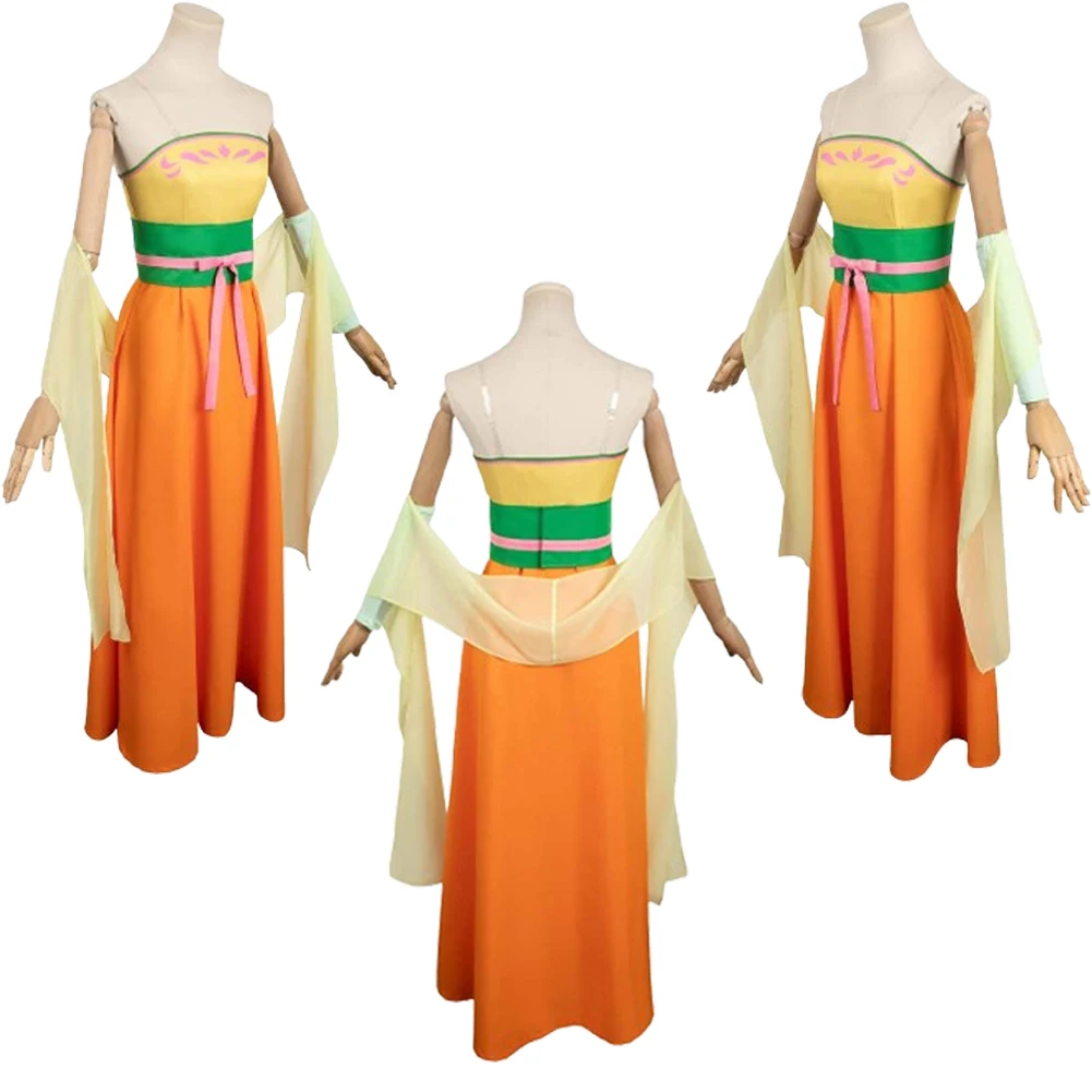 Maomao Women Orange Dress Cosplay Costume Anime Apothecary Diaries Fantasia Earrings Roleplay Halloween Carnival Party Suit