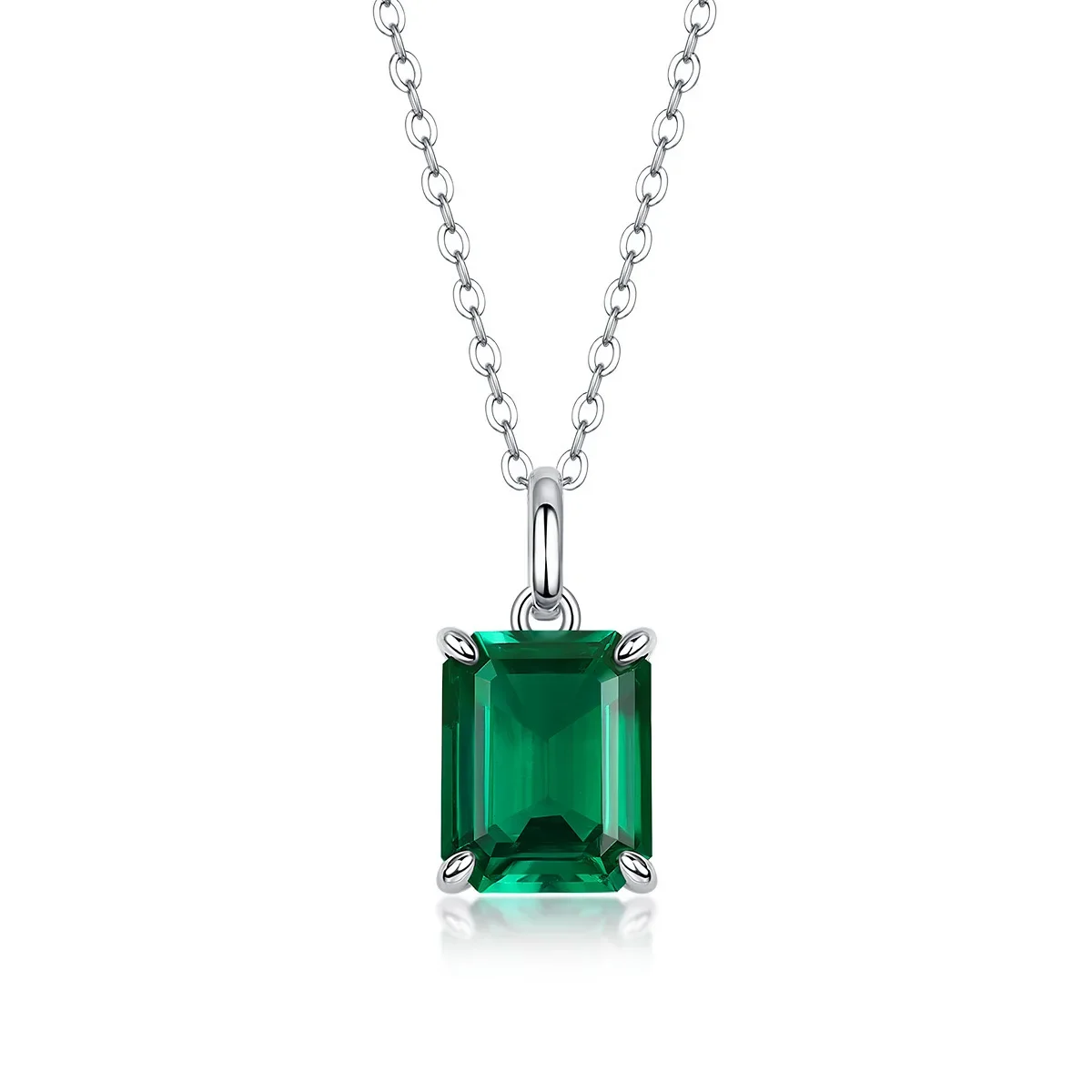 

3 Carat Lab Grown Emerald Gemstone Necklace in S925 Sterling Silver with Certificate