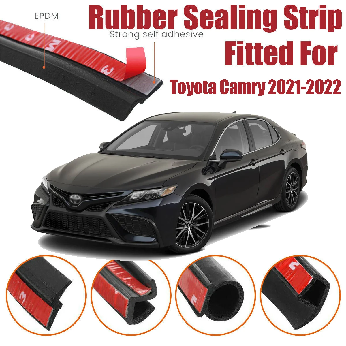 Door Seal Strip Kit Self Adhesive Window Engine Cover Soundproof Rubber Weather Draft Noise Reduction For Toyota Camry 2021-2024