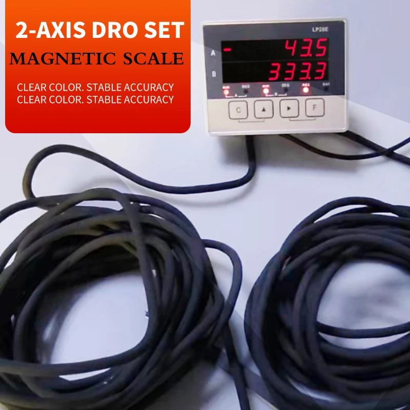 LP20E 2-Axis Magnetic DRO Scale - Digital Display Displacement Sensor with Tape Encoder for Woodworking Position Measurement