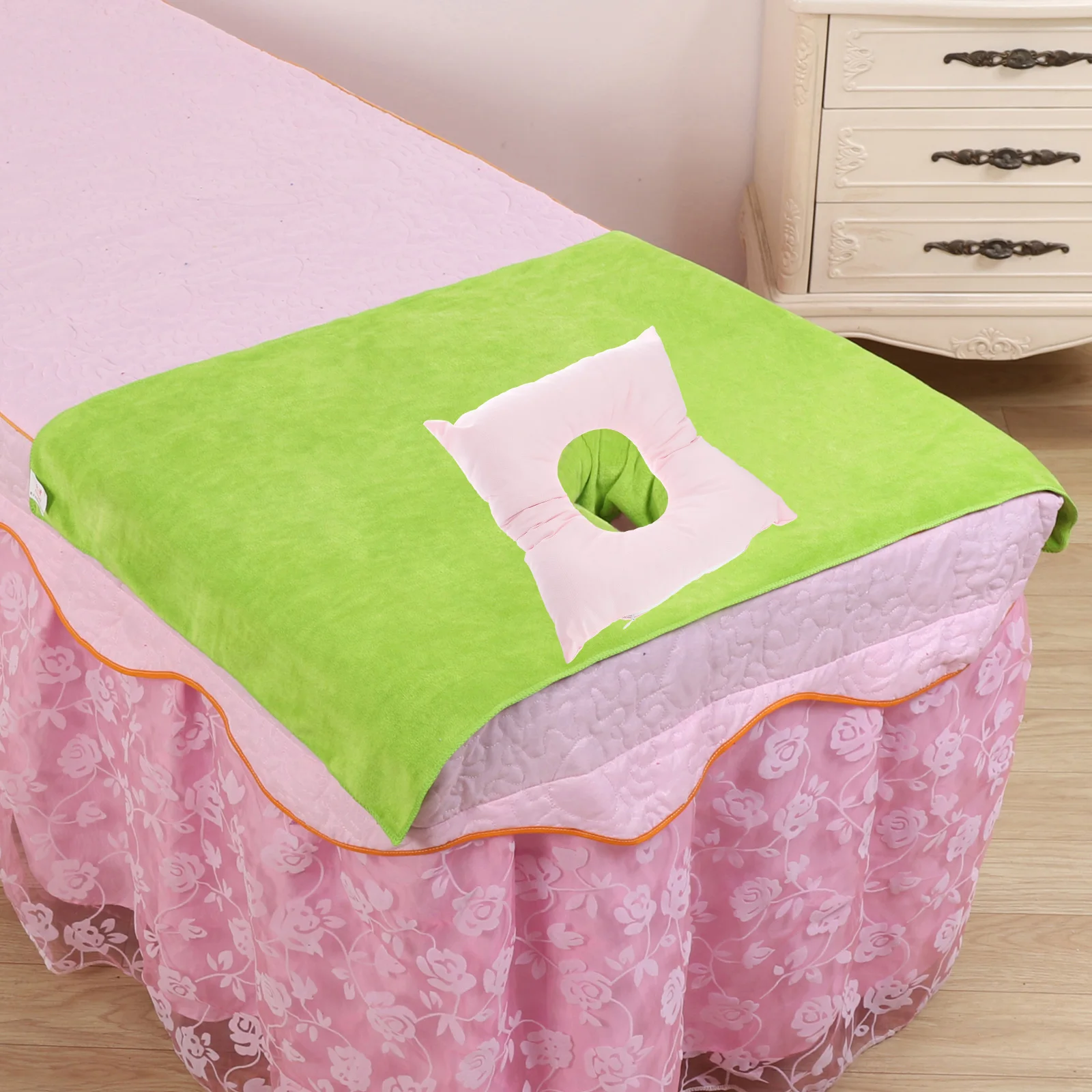 

Beauty Salon Pillow Pink Square Massage Face Cushion Spa Supple Face Headrest O-hole Pad