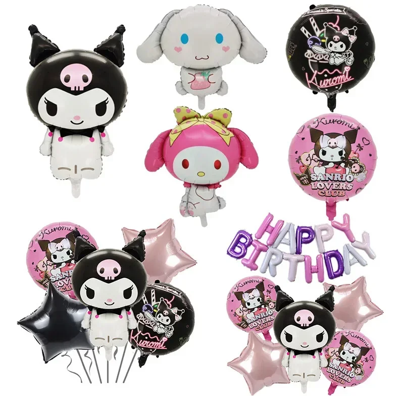 Sanrio Cute Cartoon My Melody Kuromi Cinnamonroll Birthday Party Theme Balloon Set Girl Boy Photography Scene Decoration Gift