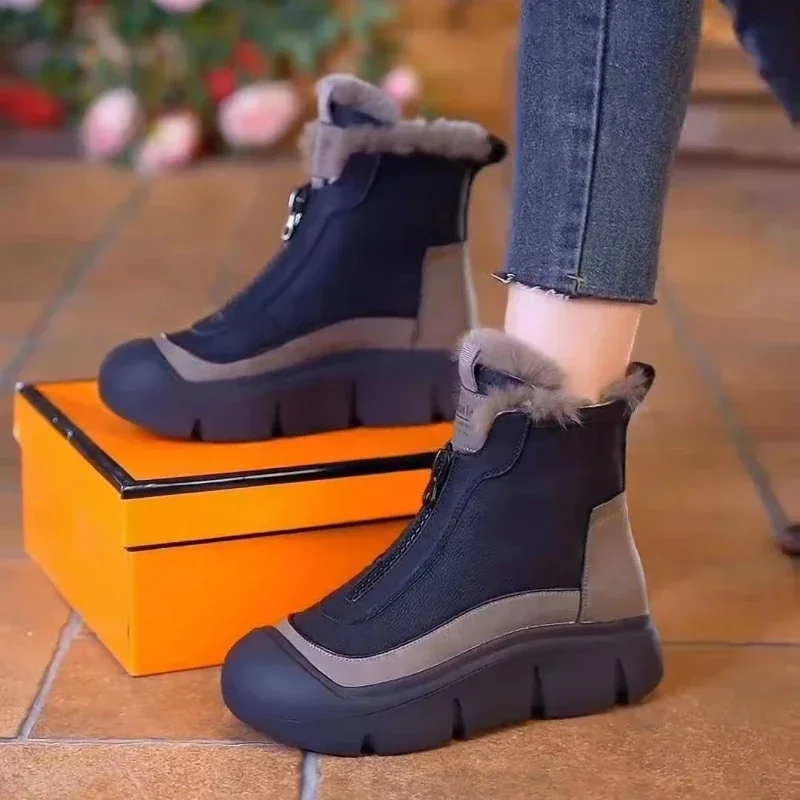 Nuovo stile più velluto caldo stivali di cotone taglio medio inverno scarpe con plateau versatili stivali da neve alti stivali lunghi moda con suola morbida