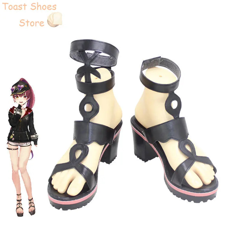 Houshou Marine Cosplay Shoes Halloween Carnival Boots VTuber Cosplay Prop PU Leather Shoes Costume Prop