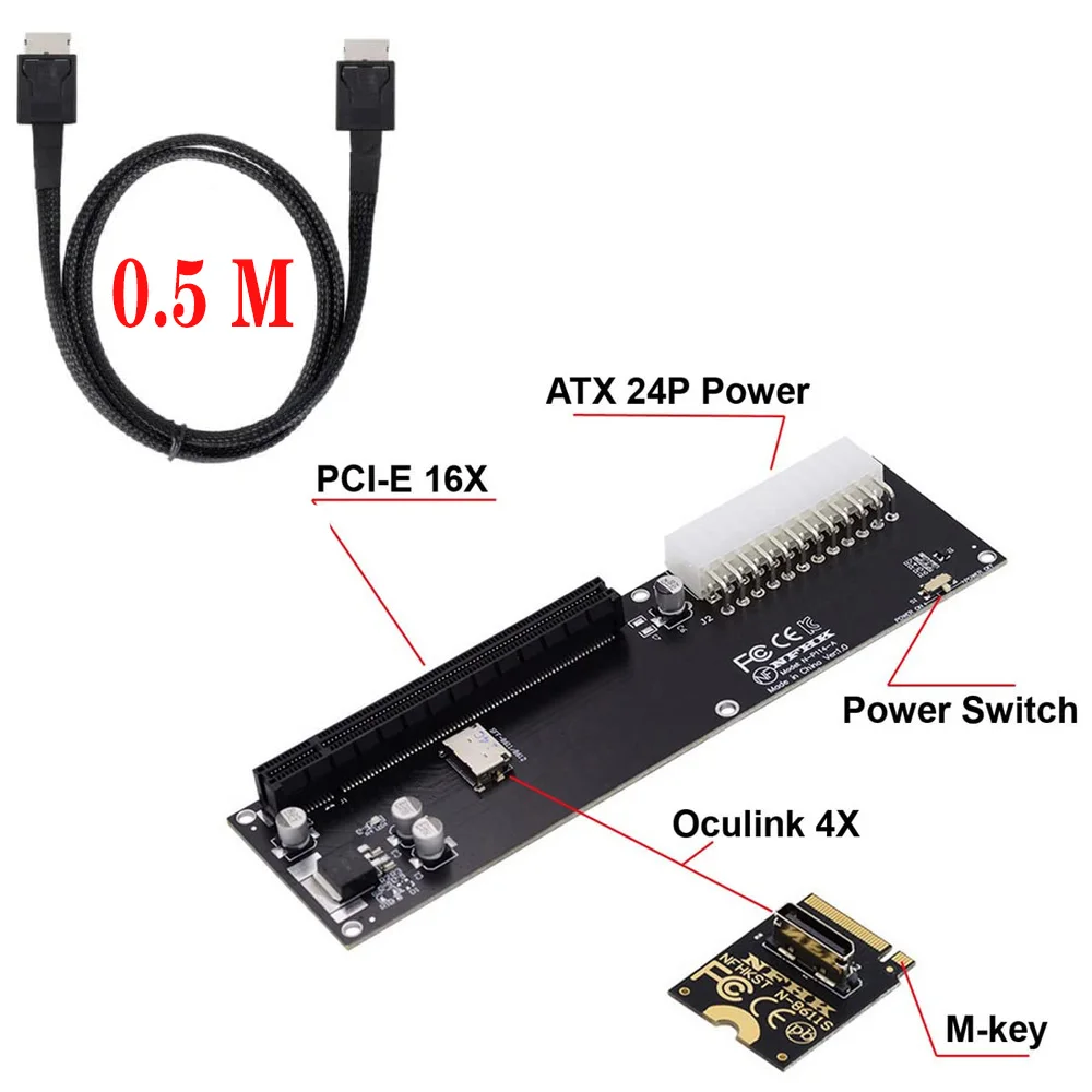 

JoniSerl PCI-E 3.0 M-Key M.2 to Oculink SFF-8612 SFF-8611 Host Adapter for GPD WIN Max2 External Graphics Card SSD