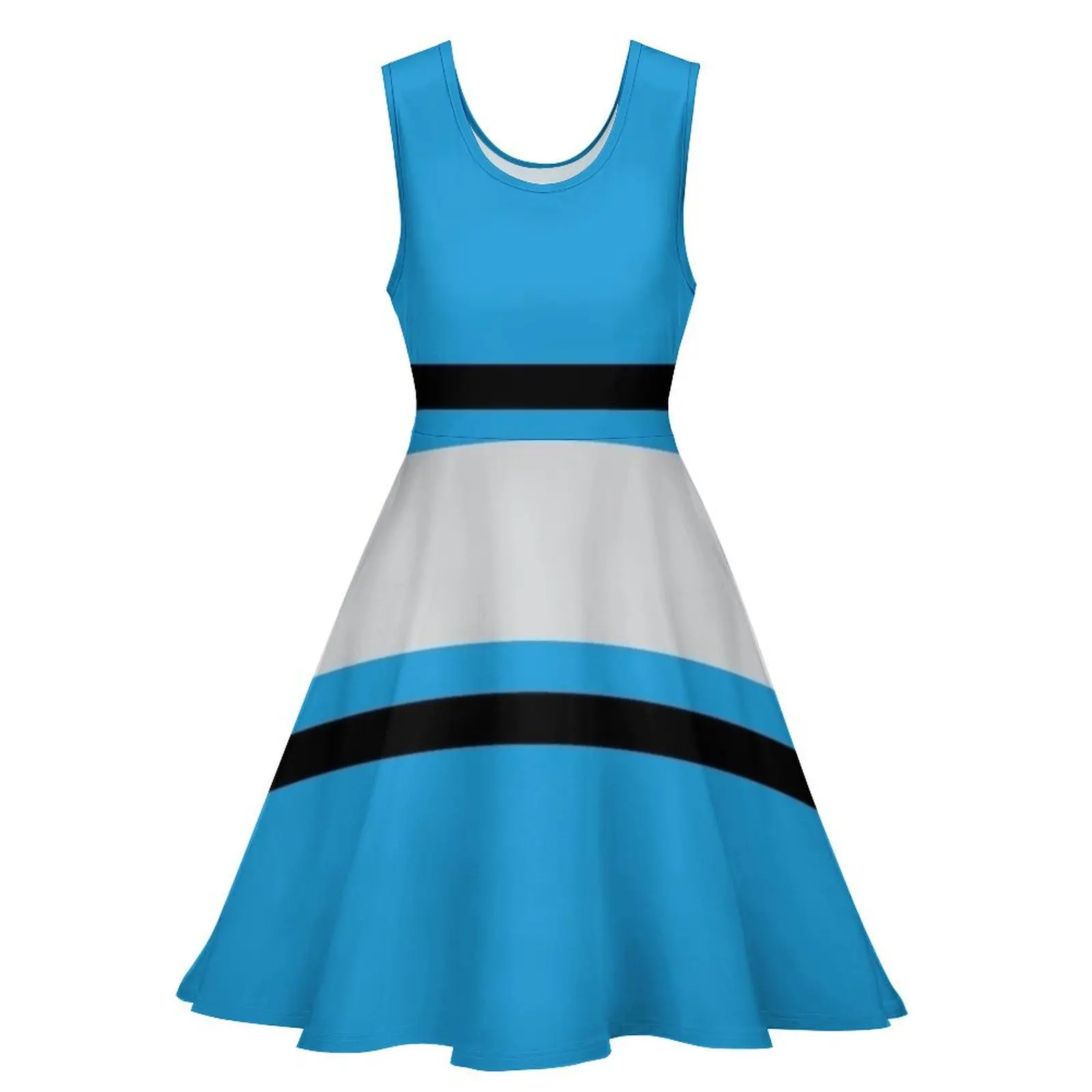 Light Blue, Black, & Gray Power Stripe Sleeveless Dress beach dress women