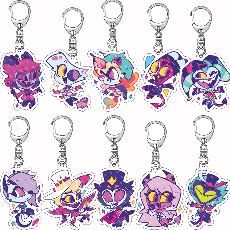 Anime Hazbin Hotel Figures Q Edition Acrylic Key Rings Fashion Anime Action Figure Collection Toys Bag Pendant Gift In Stock