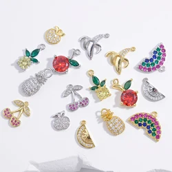 ZHUKOU Fruit Party 18K Gold Plated Inlaid Zirconia Sweet And Cute Fruit Metal Pendant For DIY Jewellery Accessories 1 Pcs