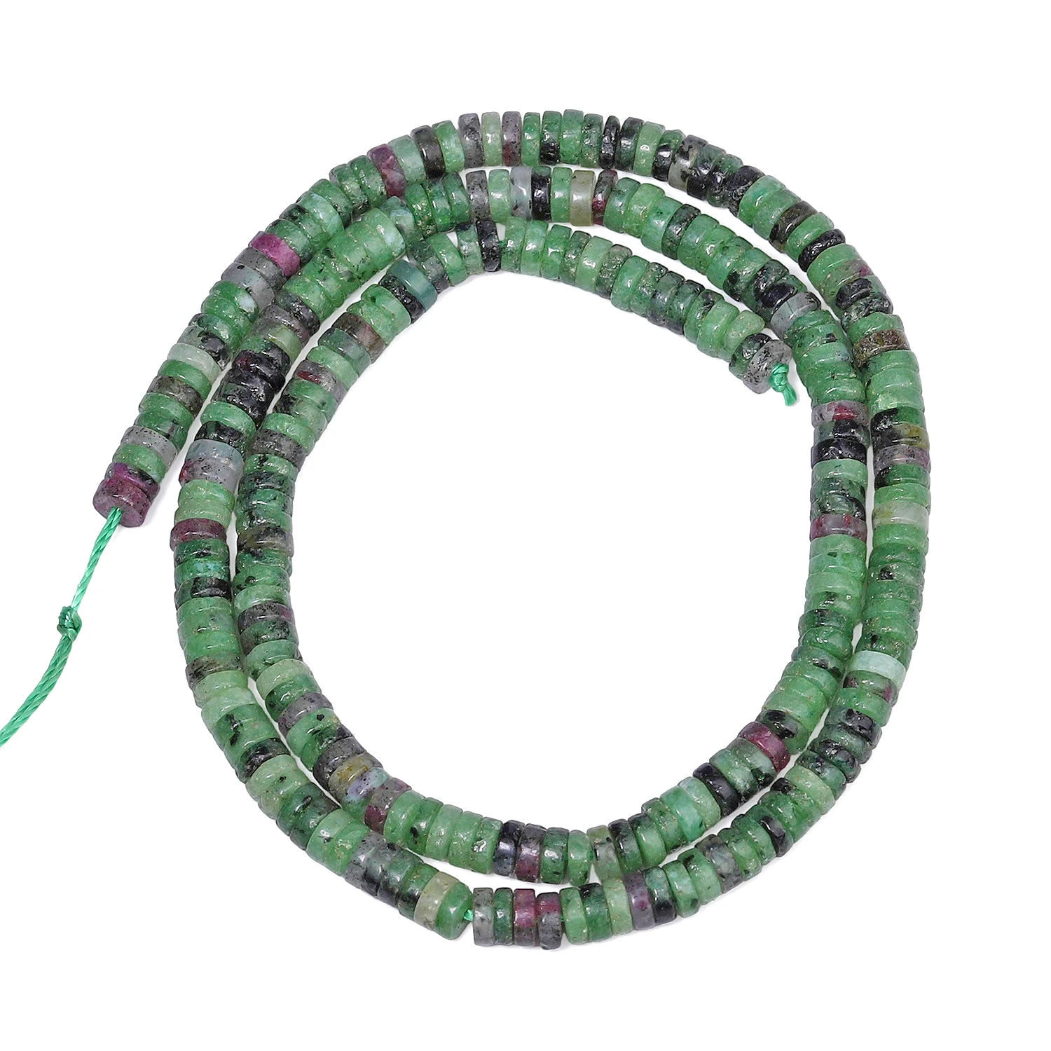 الطبيعية روبي Epidote الأحجار الكريمة حجر الخرز 4x1 مللي متر شقة مستديرة Rondelle شكل الخرز فضفاض خزر عازل لصنع المجوهرات اكسسوارات #3