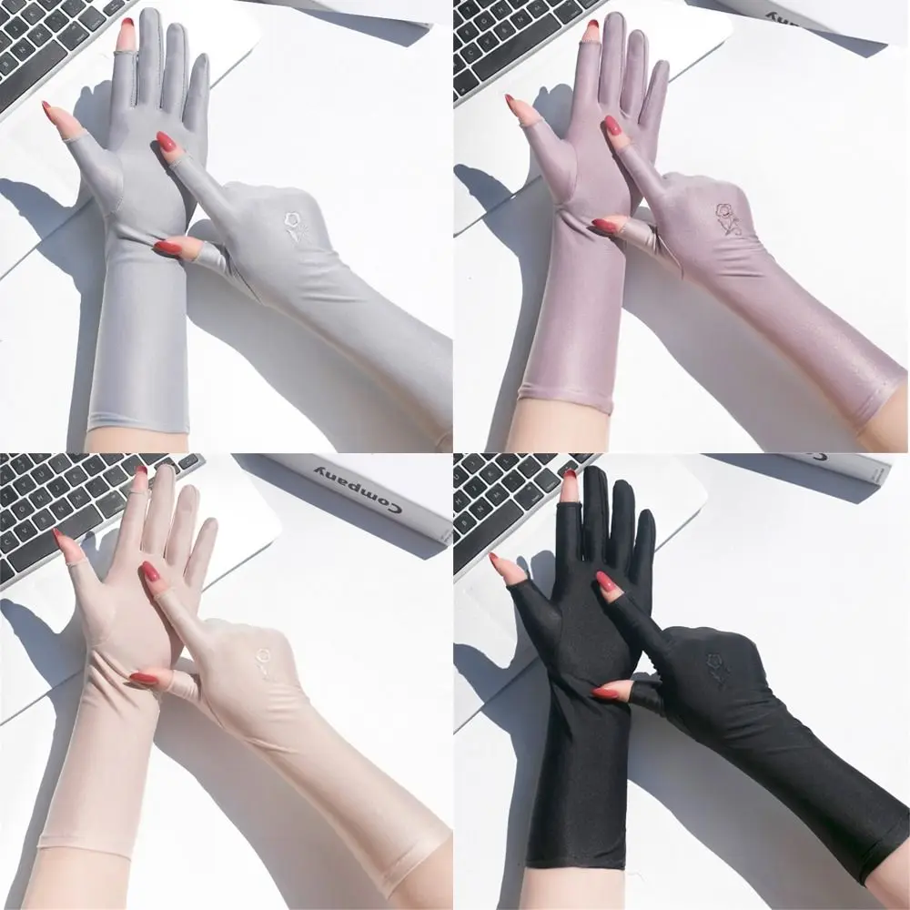 

Summer Spring Mid-long Slip Resistant Anti UV Etiquette Gloves Sunscreen Gloves Driving Gloves