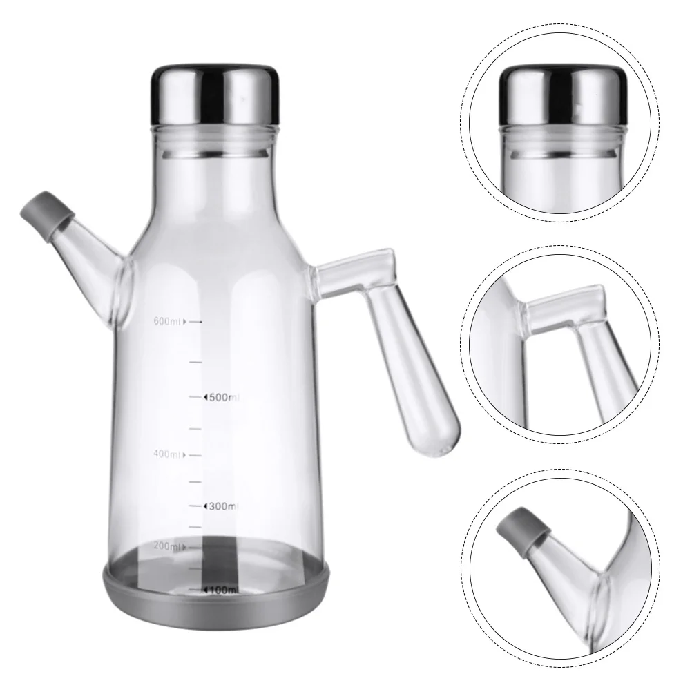

1Pcs High Borosilicate Glass Oil Pot Leak-Proof Thickened Kitchen Oiler with Handle Scale for Oil Vinegar Storage Dispenser