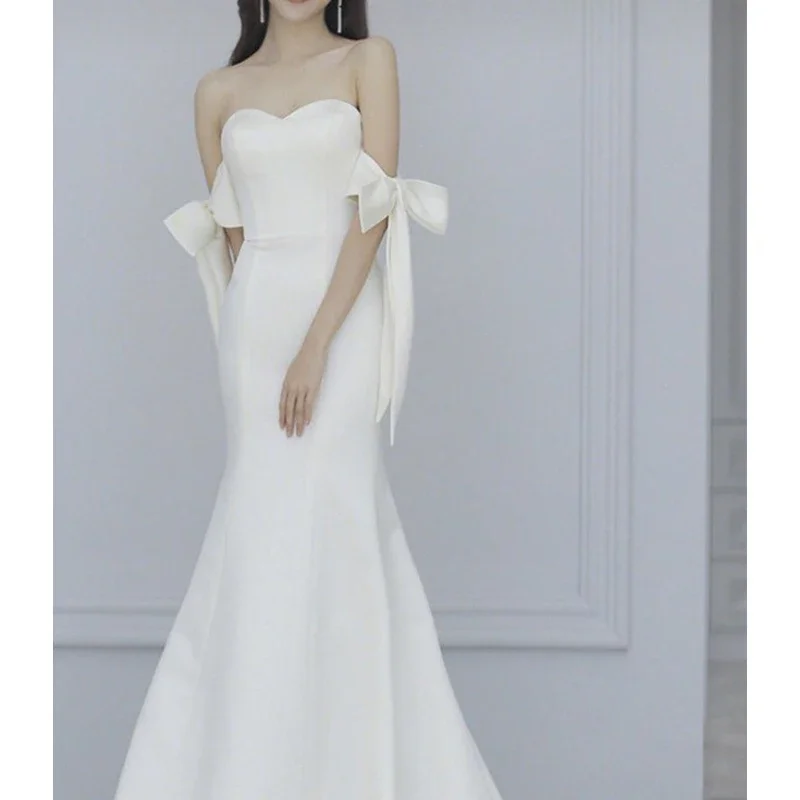 Temperament Light Wedding Dresses for Women Bride's Wedding White Dress Trailing Slimming Wedding Shooting Evening Dresses