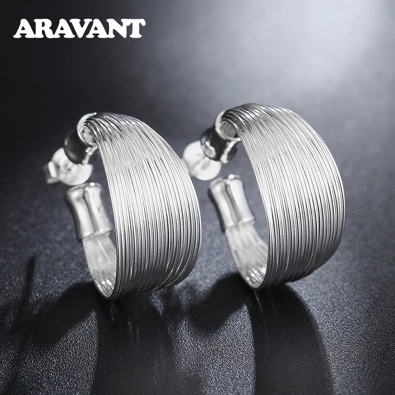 

Aravant 2024 New 925 Silver Multi Line Hoop Earring For Women Fashion Jewelry