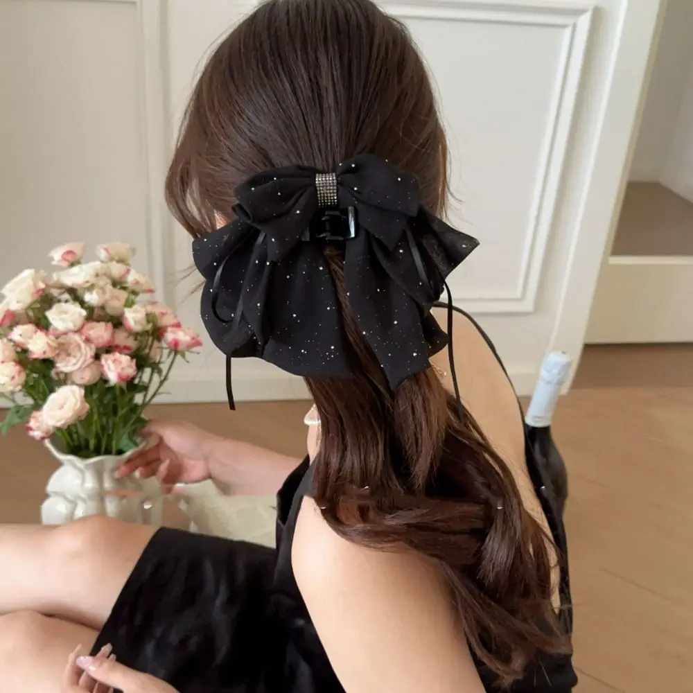 

Grab Clip Bow Ribbon Hair Claw Floral Butterfly Chiffon Bowknot Hair Clip Korean Style Polka Dot Flower Hairpin Hair Accessories