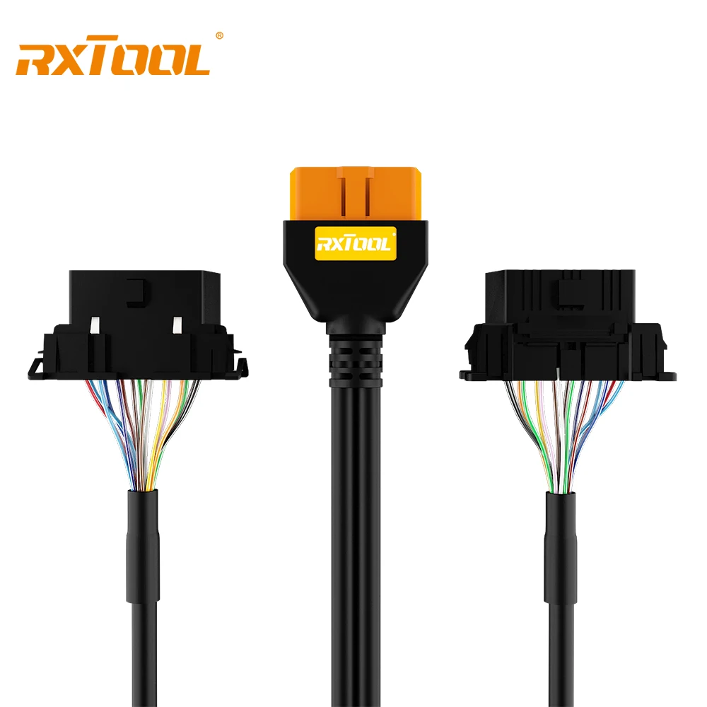 RXTOOL OBDII Extension Cable Double Connector OBD2 16-Pin 1ft 24AWG Splitter Extension Cable Adapter 1 Male to 2 Female