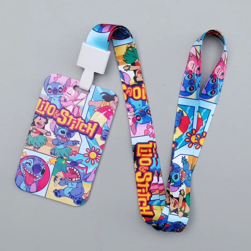 جديد ديزني غرزة حامل بطاقة لطيف الكرتون حافلة غطاء بطاقة معلقة الرقبة حبل طالب وجبة بطاقة الحرم الجامعي بطاقة فتاة هدية #5