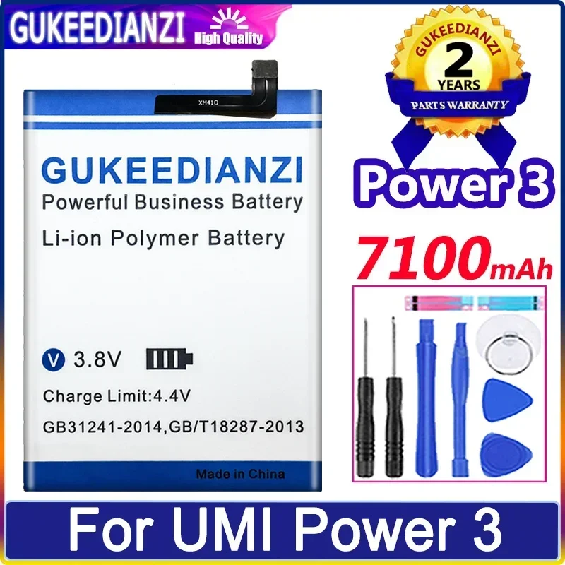 

GUKEEDIANZI New For UMI Battery For Umidigi Power 3 Power3 7100mAh High Quality Mobile Phone Replacement Battery + Tools