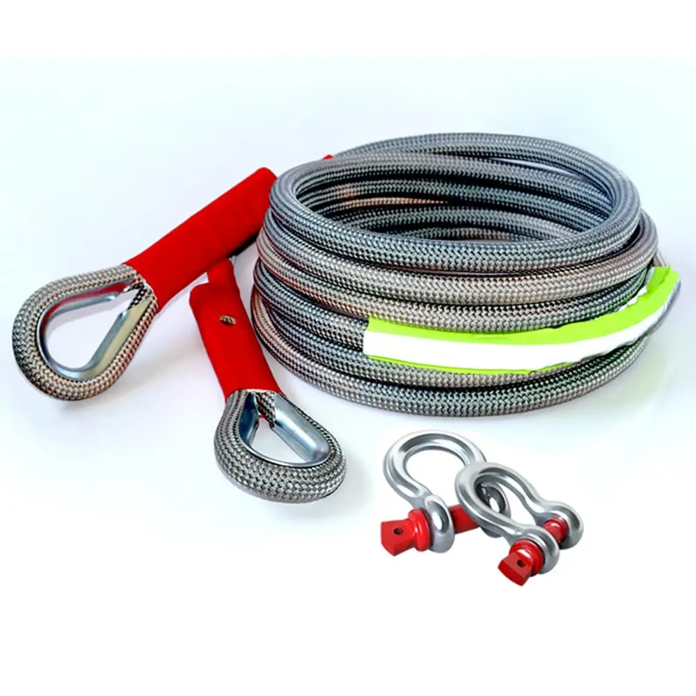 

Heavy Duty Nylon Kinetic Recovery Tow Rope 1 X 16 Ft With 2 Ring Shackles For Truck SUV ATV UTV Off Road