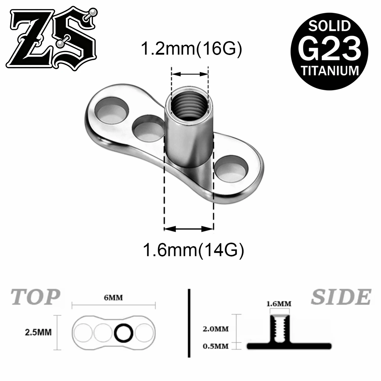 Titanium Dermal Anchor Tops, Zircon Micro Piercing
